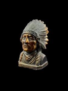Vintage Native American CHIEF METAL COPPER PIGGY BANK 4 3/4” - Picture 1 of 8