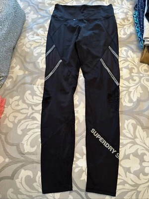 Superdry Sport Womens Core Graphic Joggers Size 8 Black Leg Logo Quick Dry - Image 1 of 4