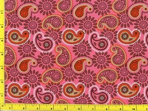 Hellbraun weiß orange braun Paisley auf tiefem Pink Meterware CSHPAI04780 - Bild 1 von 1