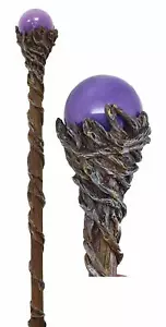 Merlin The Wizard Sorcerer Twisted Vines Staff With Purple Orb Handle 67" Long - Picture 1 of 9