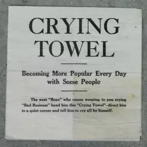 Super Rare 1931 Studebaker & Oldsmobile Crying Towel Dealer Advertising Promo - Picture 1 of 7