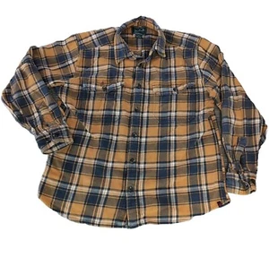 Woolrich Flannel Long Sleeve Shirt Adult Large Yellow & Blue Checker Plaid Men's - Picture 1 of 16