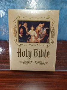 Sacra Bibbia vintage anni 80 sigillata pagine dorate illustrazioni religioso dio spirito - Foto 1 di 6