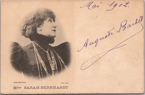 Postal de colección de la actriz Sarah Bernhardt "Cliché Reutlinger" / fechada 1902 - Imagen 1 de 2