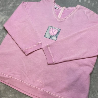 Sudadera Fresh Produce Para Mujer S Rosa Vellón Tulipán Cuello en V Pigmento Teñido Cremallera Trasera Foto 1 de 4