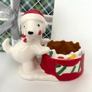 Yankee Candle Snow Pup Dog Tea-light Ceramic Holder-Christmas !!With Gift Box!! - Picture 1 of 5