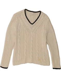 LIZ CLAIBORNE Womens Oversized V-Neck Jumper Sweater UK 10 Small White CT10 - Picture 1 of 5