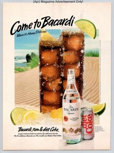 Bacardi Rum Diet Coke Tropical Cocktail Beach Vintage 1989 Advertisement - Picture 1 of 5