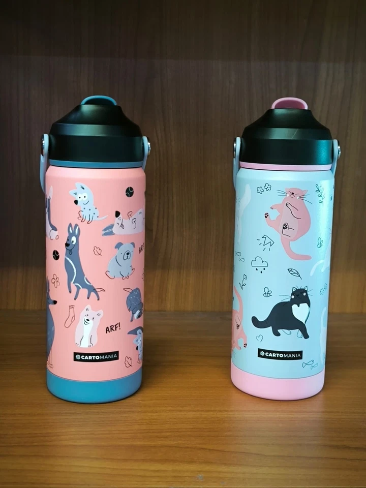 BORRACCIA ACCIAIO INOX 304 BOTTLE CAT O DOG CARTOMANIA ANIMAL SKETCH Foto 1 de 4