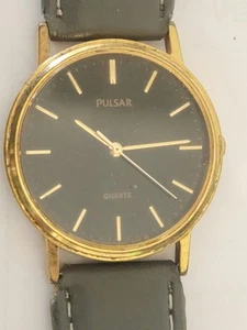 Gold Tone Black Dial PULSAR Watch With A New Battery #V501-8A00 - Picture 1 of 5