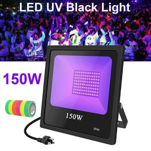 Luz LED UV Negra 150W Brillo Fiesta Escenario Iluminación Exterior Luz de Inundación con Enchufe - Imagen 1 de 12