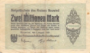 2 Millionen Mark - Neuwied - Kreis - 1.8.1923 - Bild 1 von 2
