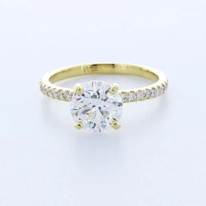 Klassischer Akzentring 2,5 ctw laborgefertigter Diamant D/VVS1 Rundschliff 18 K Gelbgold - Bild 1 von 4