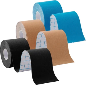 3 rollos de cinta de kinesiología, 49,2 pies hipoalergénica impermeable beige, azul, negro - Imagen 1 de 11