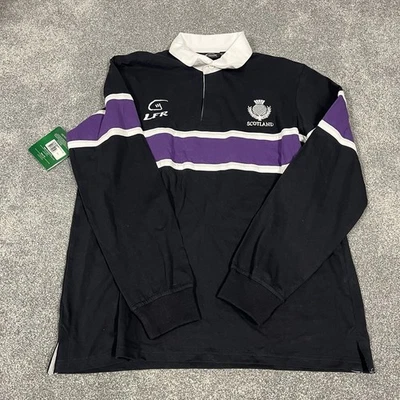 Camisa Polo Live for Rugby Para Hombres Talla 2XL Negra Púrpura a Rayas Cuello Escocia Foto 1 de 4