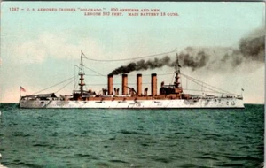 U.S. NAVY SHIP - ARMORED CRUISER COLORADO - OLD POSTCARD - Picture 1 of 2
