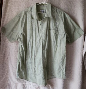 Van Heusen No Iron Short Sleeve Shirt Light Green Check Plaid Size XL 17-17 1/2 - Picture 1 of 4
