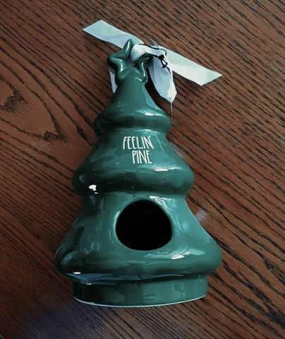 Rae Dunn By Magenta Feelin Pine Ceramic Birdhouse Hanging Pine Tree Bird House Cover