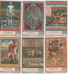 FIGURINE LIEBIG SERIE COMPLETA STORIA DELL'INDIA 12 FIGURINE  N°1400 ANNO 1939 - Imagen 1 de 2