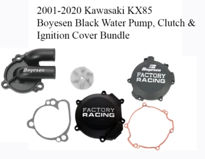 Paquete de bomba de agua, embrague y cubierta de encendido Kawasaki KX85 Boyesen 2001-2020 negra Foto 1 de 3
