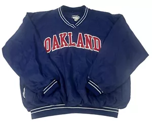 Bike Pullover Men’s Size Xl Blue Oakland Windbreaker Pockets Nylon 90s Vintage - Picture 1 of 24