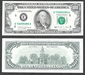 1990 $100 RICHMOND FEDERAL RESERVE NOTE ~ SUPERB MARGINS CRISP UNCIRCULATED - Picture 1 of 2