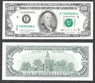 1990 $100 RICHMOND FEDERAL RESERVE NOTE ~ SUPERB MARGINS CRISP UNCIRCULATED - Image 1 of 2