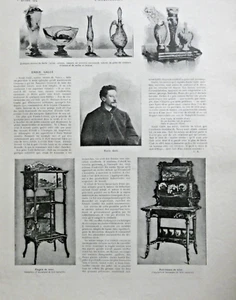 ARTICLE DE PRESSE 1904 ÉMILE GALLÉ VERRERIE TRANSLUCIDE VASE LAMPE COULEURS - Picture 1 of 1