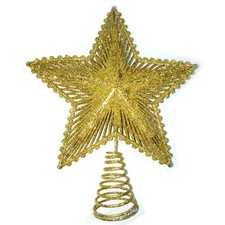 PUNTALE ALBERO DI NATALE STELLA NATALIZIA COLORE ORO BRILLAN...