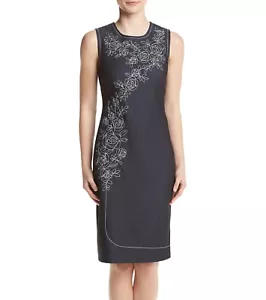 ¡Nuevo! Vestido vaquero bordado floral CALVIN KLEIN ~Talla 2 ~ venta al por menor $139 - Imagen 1 de 5