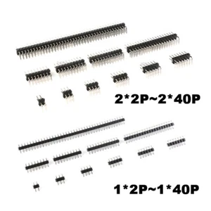 2.54mm Male PCB Single/Double Row Righ Angle Pin Header Strip Connector 2P~40Pin - Picture 1 of 24