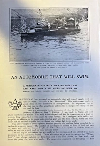 Automobile anfibia Jules K. Raviller 1908 illustrata - Foto 1 di 2