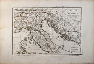Mapa original de 1818 Partie Septentrionale De l'Italie Provinces Illyriennes - Imagen 1 de 2