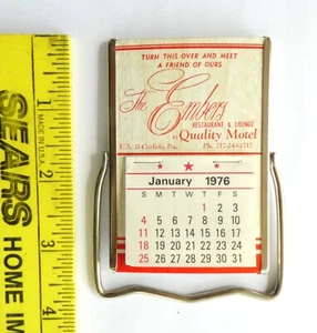 Embers Motel Restaurant & Lounge Carlisle Pa. 1976 vintage Espejo calendario escritorio - Imagen 1 de 4