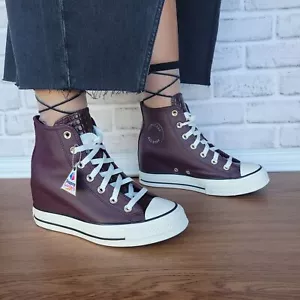 ✨Converse Chuck Taylor All Star Classic Wedge Leather 7.5 Women Shoes A12349C - Picture 1 of 14