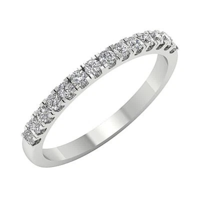 VVS E 0.40 Carat Genuine Diamond Stackable Anniversary Ring 14K White Gold RS 4 - Image 1 of 4