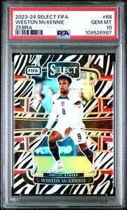 Weston McKennie Zebra Prizm #ed 19/25 PSA 10 USMNT #68 2023-24 Select FIFA - Imagen 1 de 2