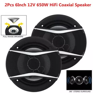 2Pcs 6" Inch 12V 650W HiFi Coaxial Speaker Car Door Audio Music Stereo Speakers - Picture 1 of 12
