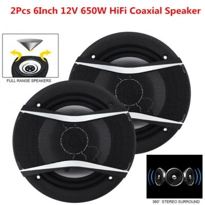 2Pcs 6" Inch 12V 650W HiFi Coaxial Speaker Car Door Audio Music Stereo Speakers Foto 1 de 4