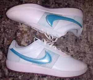 Nike Cortez G Golf Shoes Women’s Size 8.5 CI2283-110 White Turquoise Spikeless - Picture 1 of 4