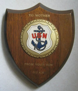 Vintage To Mother From Your Son Walnut Wood Plaque GUAM - Picture 1 of 3