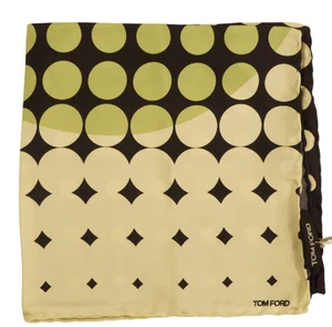 NWT TOM FORD Blue Black Beige Geometric Silk Pocket Square Italy 16" - Picture 1 of 4