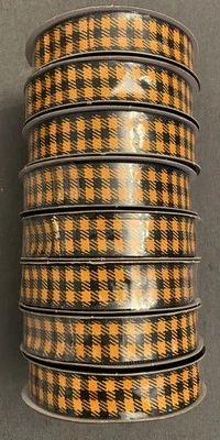 8 LOT CELEBRATE IT RIBBON ROLLS HALLOWEEN ORANGE BLACK FALL 5/8X4YD NEW PLAID - Image 1 of 4