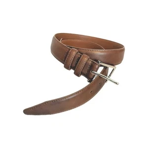 Nordstrom Mens Leather Belt Walnut Calf  34 New  Brown  Stainless Steel Buckle  - Picture 1 of 5