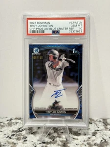 2023 Bowman Chrome Prospect Auto Blue Troy Johnston /150 PSA 10 - Picture 1 of 1