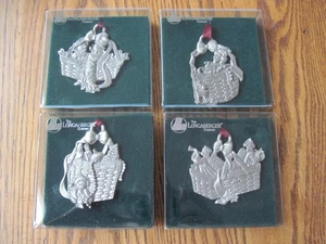 Vintage Longaberger Weihnachten Urlaub Zinn Korb Ornamente 1993-1996 4er Set - Bild 1 von 5