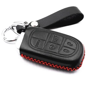5 Buttons Black Leather For Dodge Charger Jeep Chrysler 300 Key Case Fob Cover - Picture 1 of 5