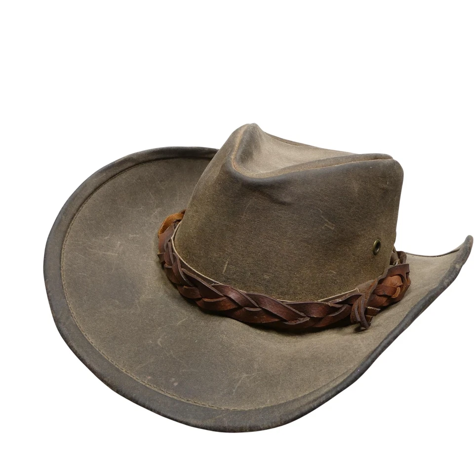 Outback Trading Sombrero Vaquero Correa Trasera Marrón Piel Aceitosa Impermeable Hombres Exterior Foto 1 de 4