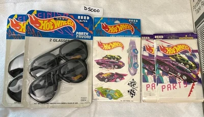 Vintage Hot Wheels Party Supplies Sun Glasses Stickers Invitations - Image 1 of 4
