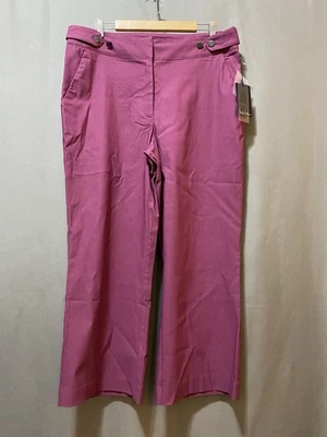 Pantalones cortos Nicole Miller para mujer con cremallera tiro alto pierna ancha talla 16 cuarzo violeta nuevos con etiquetas Foto 1 de 4